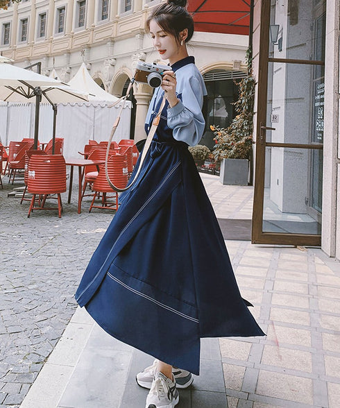 Two-Tone Pocket Shirt Dress